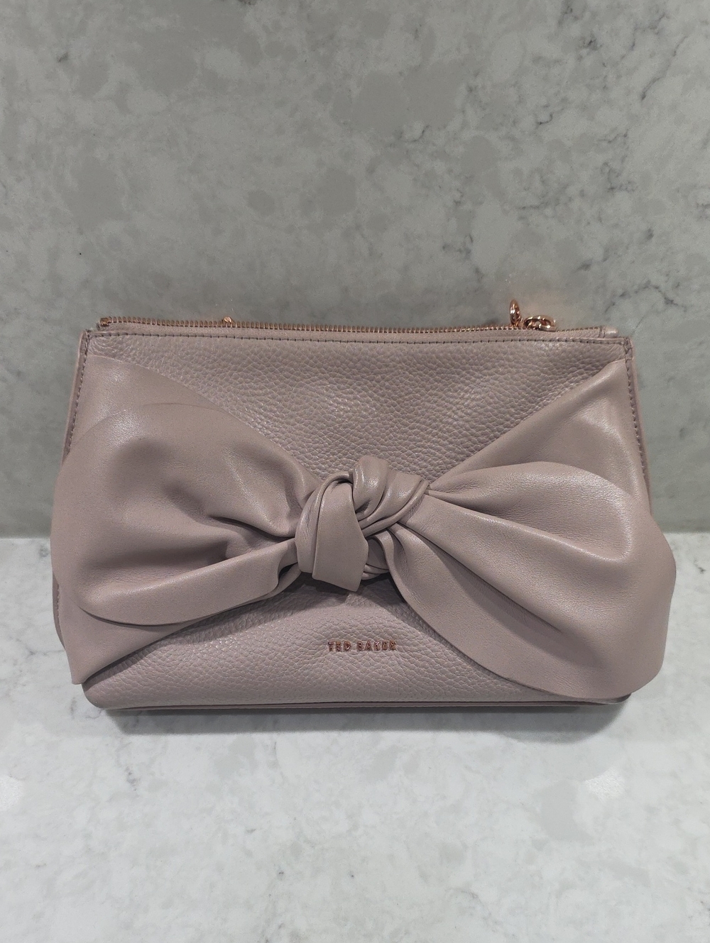 Ted Baker Dusty Pink Leather Bow Clutch